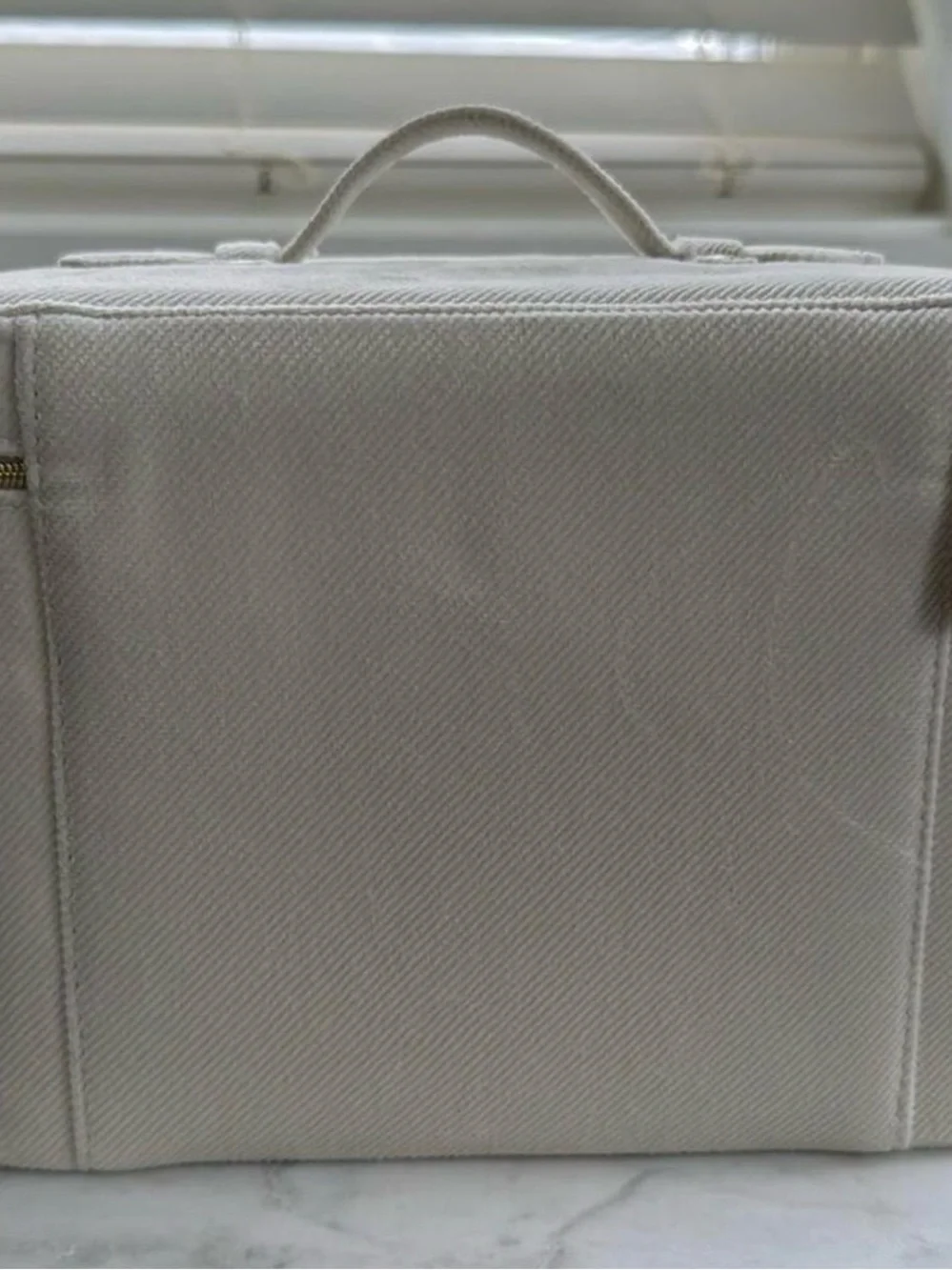 Authentic Dior Cream Travel Cosmetic Case with Gold Logo Accents